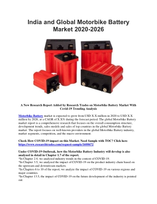 India and Global Motorbike Battery Market 2020-2026