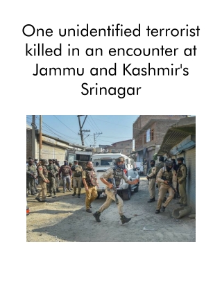 One Unidentified Terrorist Killed in an Encounter at Jammu and Kashmir's Srinagar