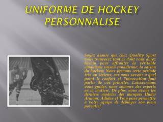 Uniforme de Hockey Personnalise