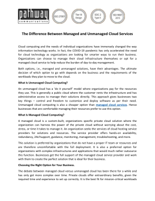 The Difference Between Managed and Unmanaged Cloud Services