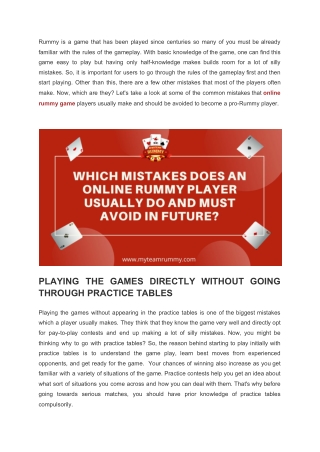 Which mistakes does an online rummy player usually do and must avoid in future?