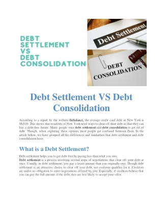 Debt Settlement VS Debt Consolidation