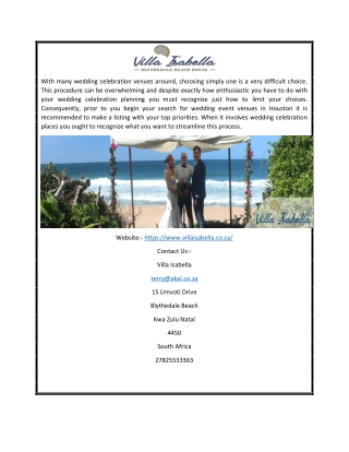 20 Sleeper Beach Front Accommodation Venue North Coast | Villaisabella.co.za