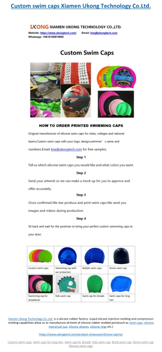 Custom swim caps Xiamen Ukong Technology Co.Ltd.