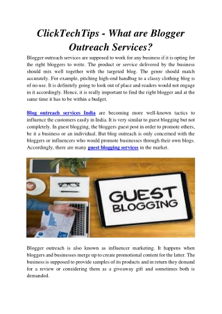 ClickTechTips - What are Blogger Outreach Services?