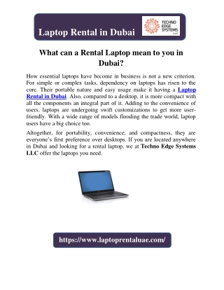 What can a Rental Laptop mean to you in Dubai?