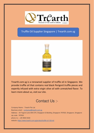 Truffle Oil Supplier Singapore | Trearth.com.sg