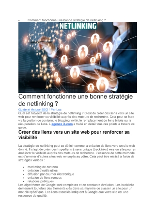 Comment fonctionne une bonne stratégie de netlinking ?