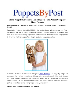 Hand Puppets & Beautiful Hand Puppets - The Puppet Company Hand Puppets