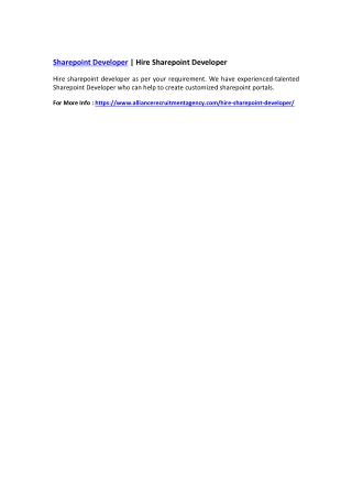 Sharepoint Developer | Hire Sharepoint Developer