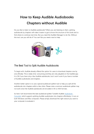 How to Keep Audible Audiobooks Chapters without Audible