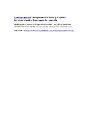 Manpower Services | Manpower Recruitment | Manpower Recruitment Services | Manpower Services India
