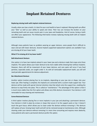 Implant Retained Dentures