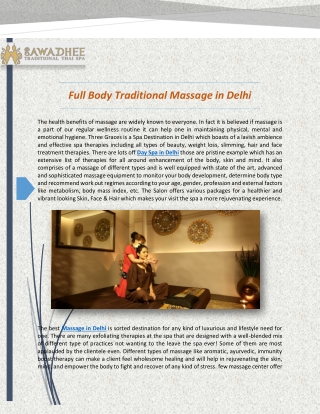 Get Full Body Massage Therapy in Delhi