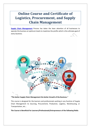 Online Course and Certificate of Logistics, Procurement, and Supply Chain Management