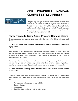 ARE PROPERTY DAMAGE CLAIMS SETTLED FIRST