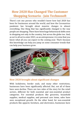 How 2020 Has Changed The Customer Shopping Scenario - Jain Technosoft