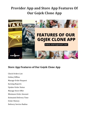 Provider App and Store App Features Of Our Gojek Clone App