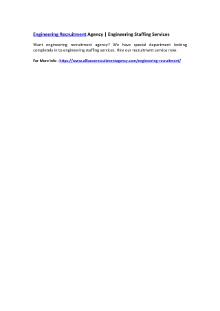 Engineering Recruitment Agency | Engineering Staffing Services
