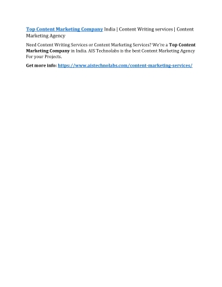Top Content Marketing Company India | Content Writing services | Content Marketing Agency