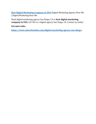 Best Digital Marketing Company in USA |Digital Marketing Agency Near Me | Digital Marketing Near Me
