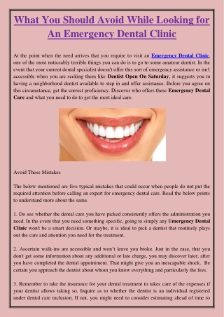 What You Should Avoid While Looking for An Emergency Dental Clinic