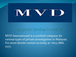 Investigation Services in Malaysia,Selangor