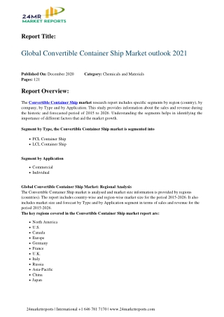 Convertible Container Ship Market Outlook 2021