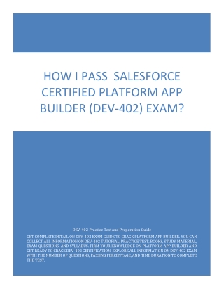 How I Pass  Salesforce Certified Platform App Builder (DEV-402) Exam?