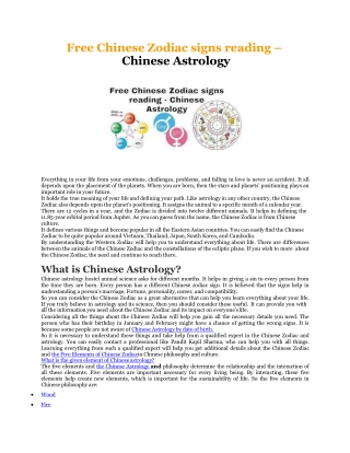 Free Chinese Zodiac signs reading - Chinese Astrology - Astrology Support