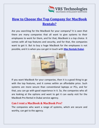 How to Choose the Top Company for MacBook Rentals?