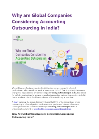 Why are Global Companies Considering Accounting Outsourcing in India?