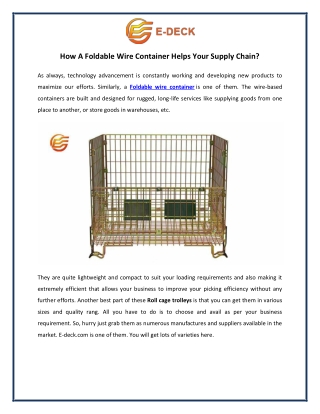 How A Foldable Wire Container Helps Your Supply Chain