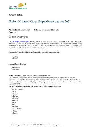 Global Oil tanker Cargo Ships Market outlook 2021