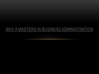 why Masters in business administration