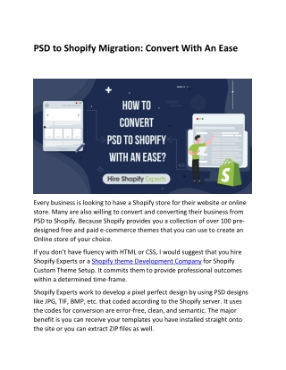 PSD to Shopify Migration: Convert With An Ease