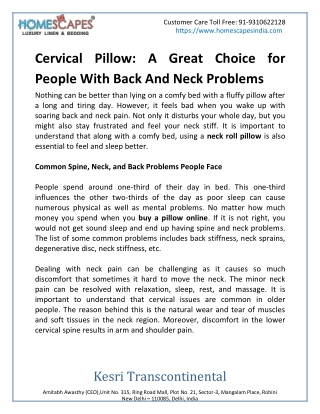 Cervical Pillow: A Great Choice For People With Back And Neck Problems