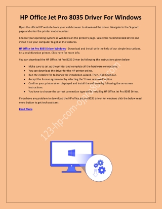 Install HP Office Jet Pro 8035 Driver For Windows