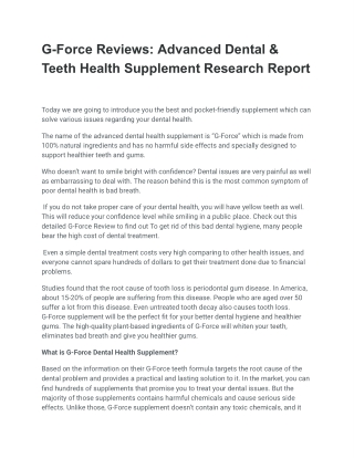 G-Force Reviews: Advanced Dental & Teeth Health Formula