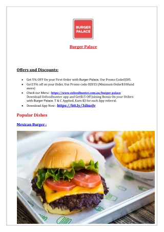 5% off - Burger Palace Menu – Mile End Takeaway SA