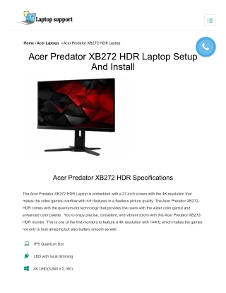 Acer Predator XB272 HDR Laptop Setup and Install