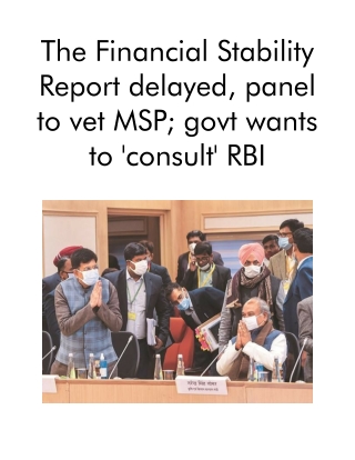 The Financial Stability Report Delayed, Panel to Vet MSP; Govt Wants to 'Consult' RBI