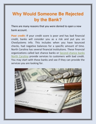 Why Would Someone Be Rejected by the Bank?