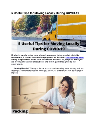 5 Useful Tips for Moving Locally During COVID-19