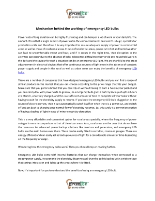 Mechanism behind the working of emergency LED bulbs