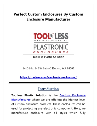 Perfect Custom Enclosures By Custom Enclosure Manufacturer