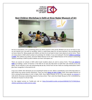 Best Children Workshop in Delhi at Kiran Nadar Museum of Art