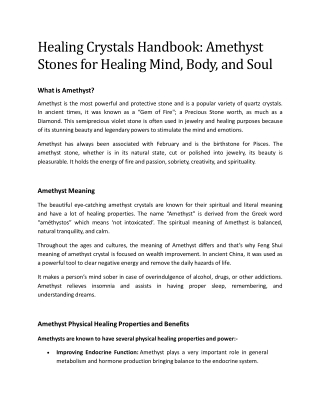 Healing Crystals Handbook: Amethyst Stones for Healing Mind, Body, and Soul