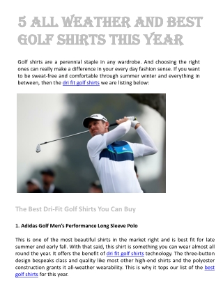 5 All Weather and Best Golf Shirts This Year