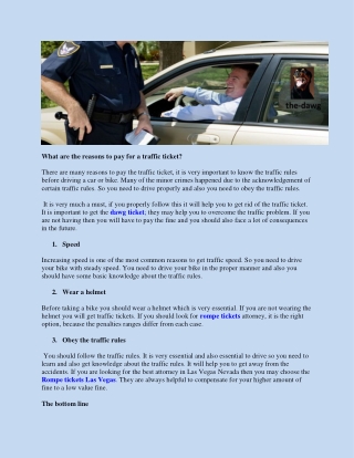 What are the reasons to pay for a traffic ticket?